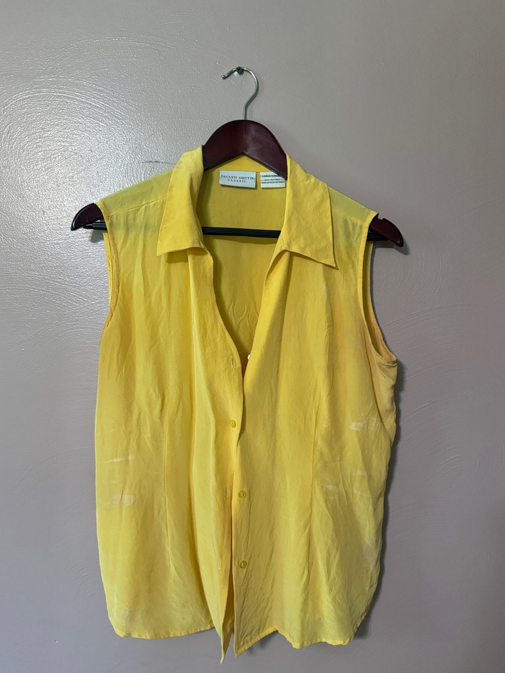 Jaclyn Smith Sleeveless Yellow Button-Front Blouse